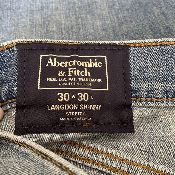 Abercrombie & Fitch Langdon Slim Fit Light Wash Denim Jeans 30” - Picture 9 of 15
